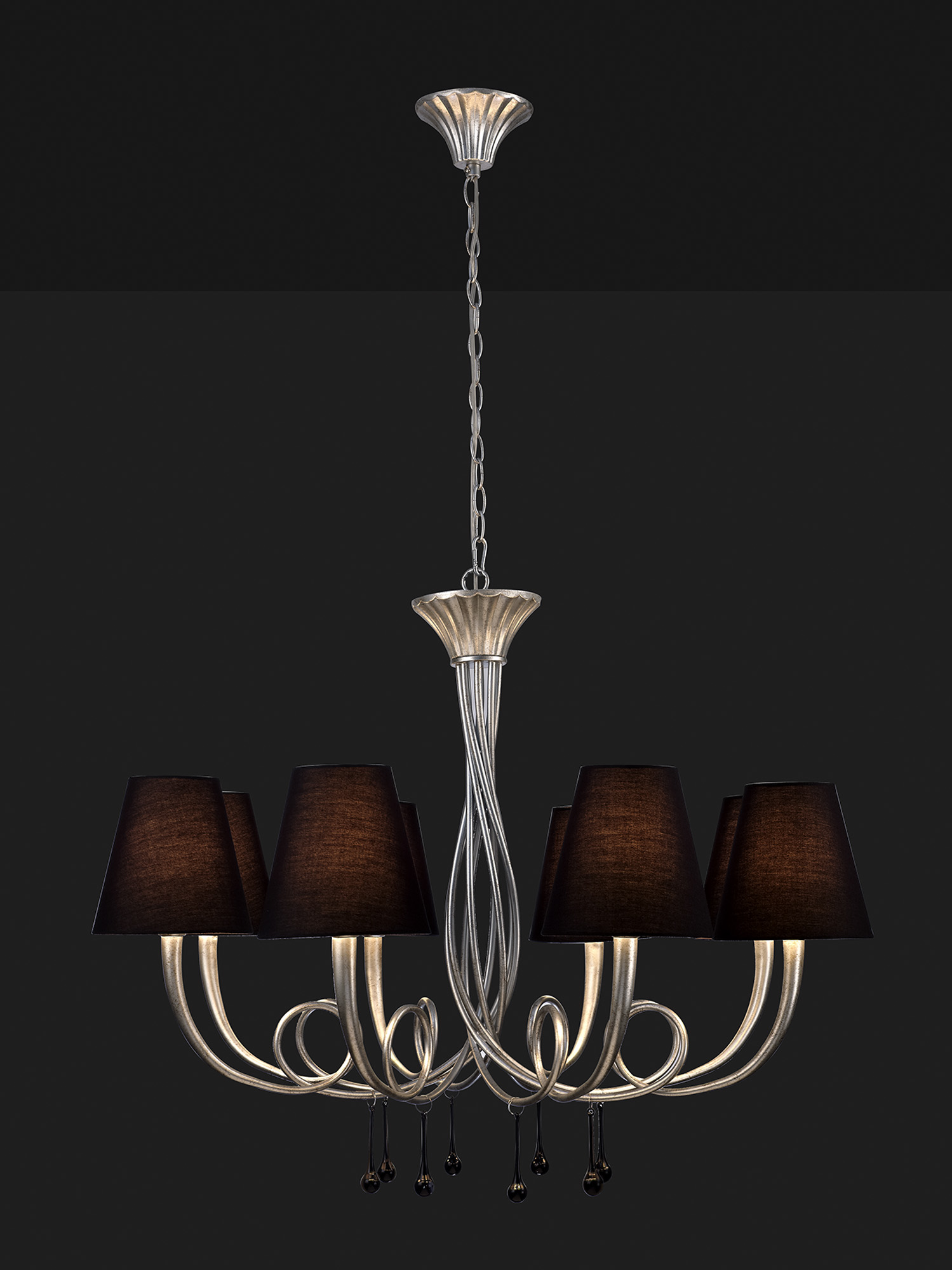 Paola Silver-Black Ceiling Lights Mantra Multi Arm Fittings